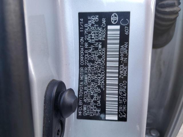 JTDKN3DU1F0426006 - 2015 TOYOTA PRIUS SILVER photo 12