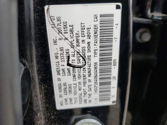 1HGCP26408A049656 - 2008 HONDA ACCORD LXP BLACK photo 12