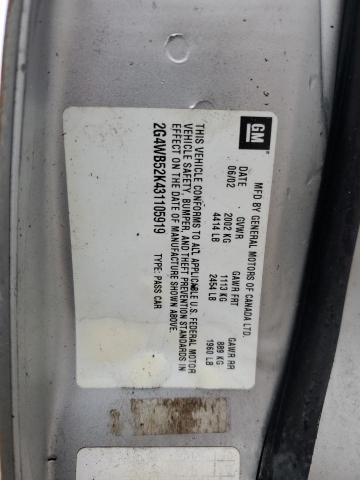 2G4WB52K431105919 - 2003 BUICK REGAL LS 银色 照片 12