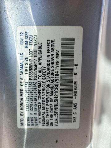 5FNRL5H21CB079184 - 2012 HONDA ODYSSEY LX SILVER photo 13