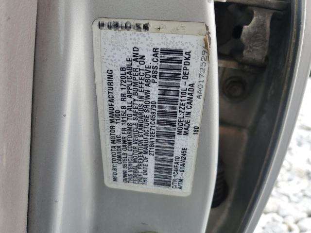 2T1BR12E71C459790 - 2001 TOYOTA COROLLA CE SILVER photo 12