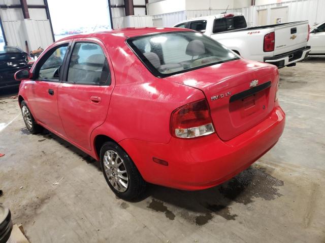 KL1TD526X5B393119 - 2005 CHEVROLET AVEO BASE RED photo 2