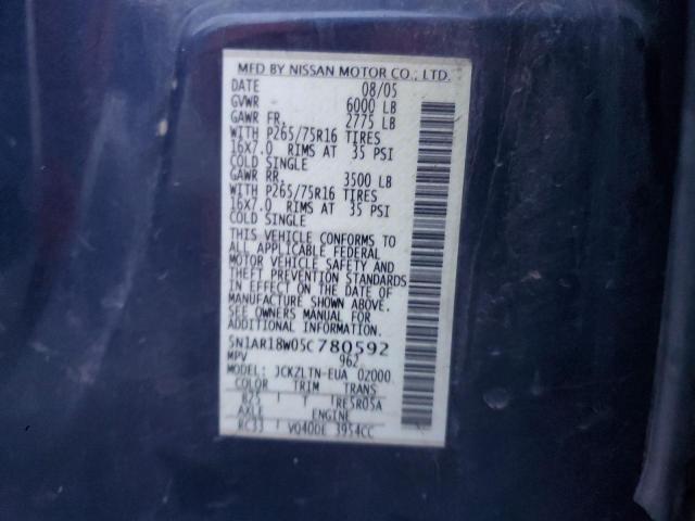 5N1AR18W05C780592 - 2005 NISSAN PATHFINDER LE ლურჯი ფოტო 13