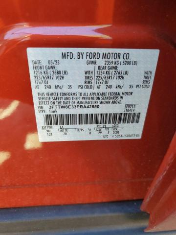 3FTTW8E33PRA42850 - 2023 FORD MAVERICK XL RED photo 12