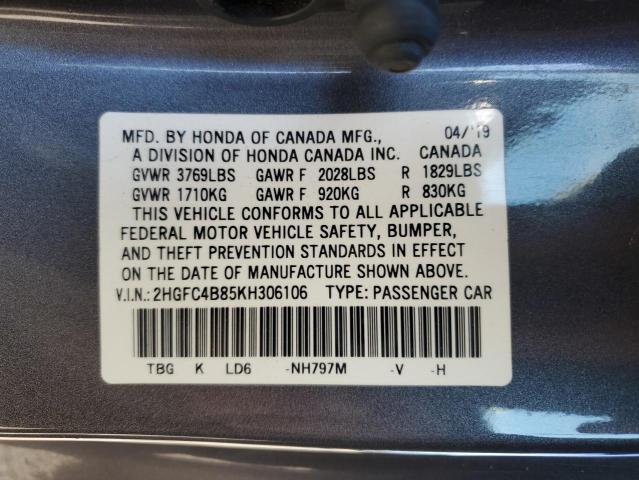 2HGFC4B85KH306106 - 2019 HONDA CIVIC SPORT 灰色 照片 13