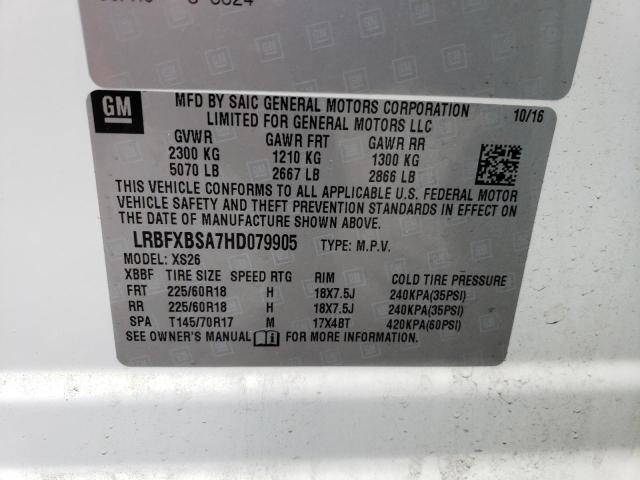 LRBFXBSA7HD079905 - 2017 BUICK ENVISION ESSENCE WHITE photo 13