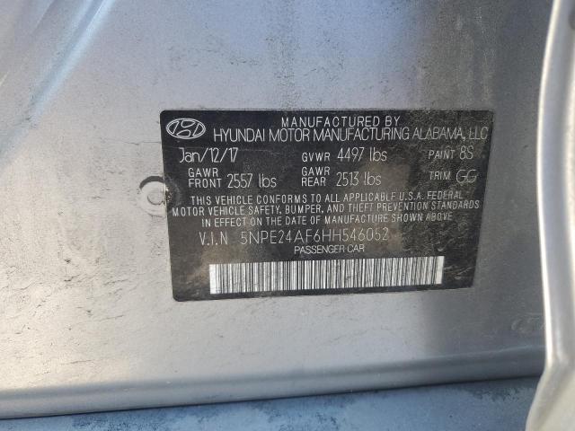 5NPE24AF6HH546052 - 2017 HYUNDAI SONATA SE GRAY photo 12