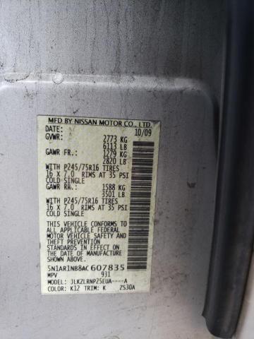 5N1AR1NB8AC607835 - 2010 NISSAN PATHFINDER S 银色 照片 12