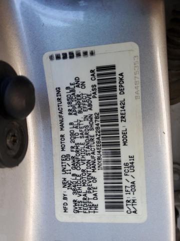 1NXBU4EE6AZ284782 - 2010 TOYOTA COROLLA BASE SILVER photo 12