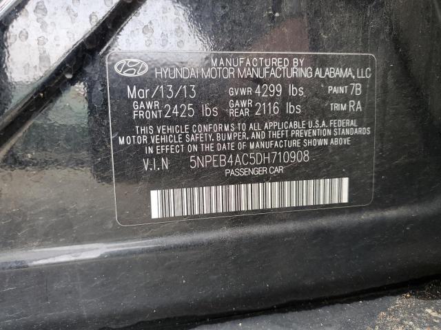 5NPEB4AC5DH710908 - 2013 HYUNDAI SONATA GLS BLACK photo 12