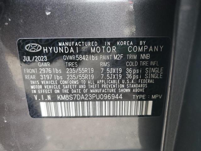 KM8S7DA23PU096944 - 2023 HYUNDAI SANTA FE LIMITED GRAY photo 12