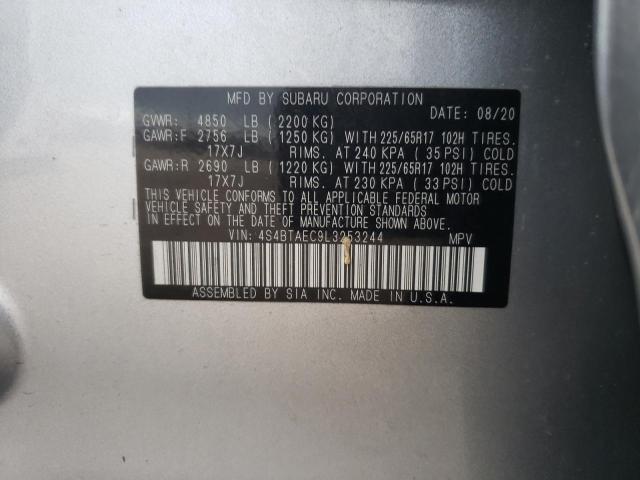 4S4BTAEC9L3253244 - 2020 SUBARU OUTBACK PREMIUM SILVER photo 13