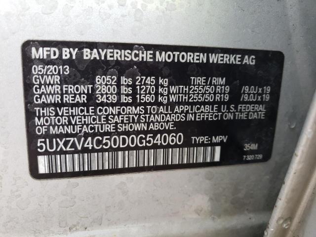 5UXZV4C50D0G54060 - 2013 BMW X5 XDRIVE35I SILVER photo 12