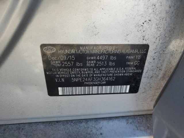 5NPE24AF3GH364162 - 2016 HYUNDAI SONATA SE SILVER photo 12