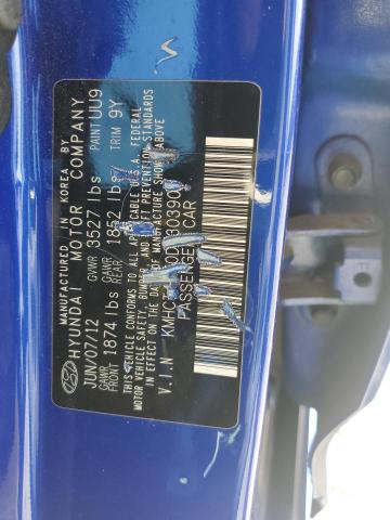 KMHCT4AE0DU303909 - 2013 HYUNDAI ACCENT GLS BLUE photo 12