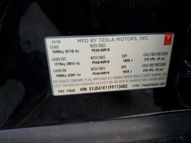 5YJSA1E11FF113463 - 2015 TESLA MODEL S შავი ფოტო 12