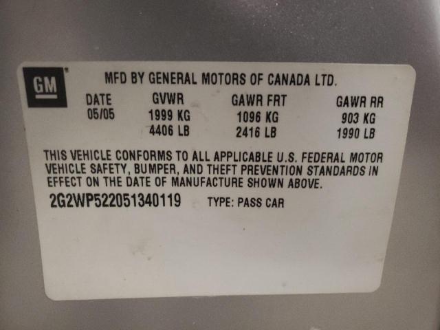 2G2WP522051340119 - 2005 PONTIAC GRAND PRIX 银色 照片 12