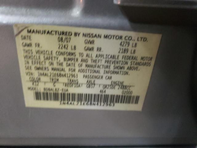 1N4AL21E68N412963 - 2008 NISSAN ALTIMA 2.5 SILVER photo 12