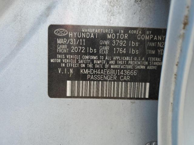 KMHDH4AE6BU143666 - 2011 HYUNDAI ELANTRA GLS BLUE photo 12