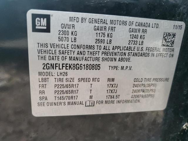 2GNFLFEK8G6180805 - 2016 CHEVROLET EQUINOX LT BLACK photo 13