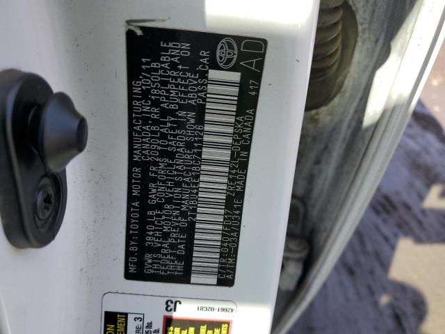 2T1BU4EE1BC711126 - 2011 TOYOTA COROLLA BASE WHITE photo 12