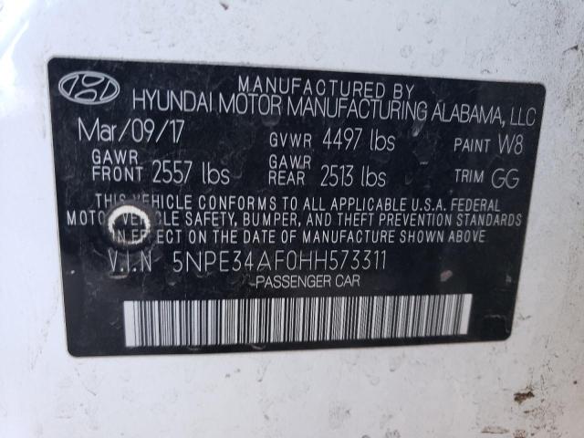 5NPE34AF0HH573311 - 2017 HYUNDAI SONATA SPORT WHITE photo 12