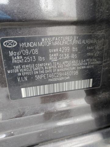 5NPET46C29H460198 - 2009 HYUNDAI SONATA GLS BLACK photo 13