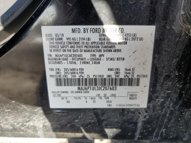 MAJ6P1UL3JC207603 - 2018 FORD ECOSPORT SE Czarny zdjęcie 13