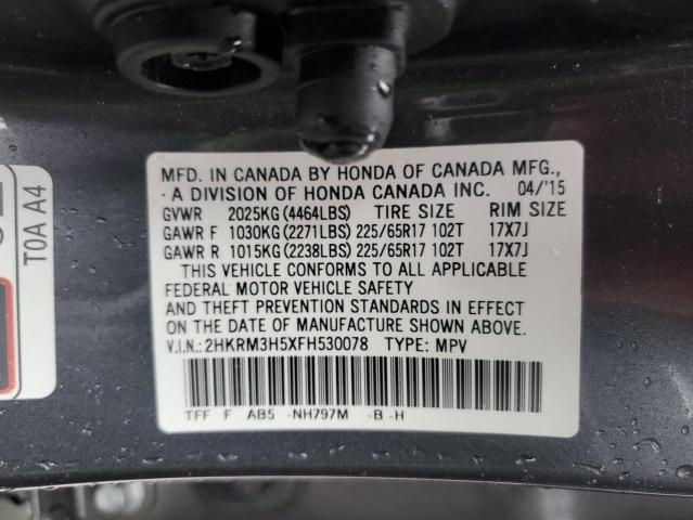 2HKRM3H5XFH530078 - 2015 HONDA CR-V EX GRAY photo 12