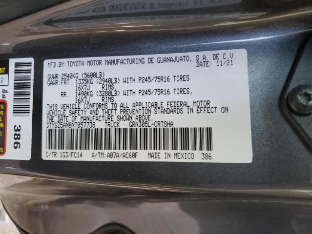 3TYSZ5AN8NT057738 - 2022 TOYOTA TACOMA ACCESS CAB გრაფიტი ფოტო 13