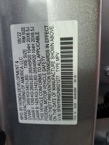 5FNYF8H52NB021277 - 2022 HONDA PASSPORT EXL SILVER photo 12