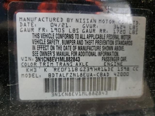 3N1CN8EV1ML882843 - 2021 NISSAN VERSA SV BLACK photo 13