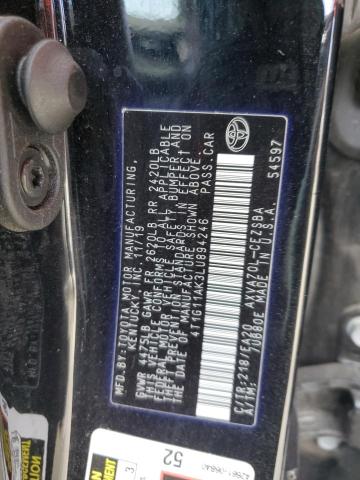 4T1G11AK3LU894246 - 2020 TOYOTA CAMRY SE BLACK photo 12