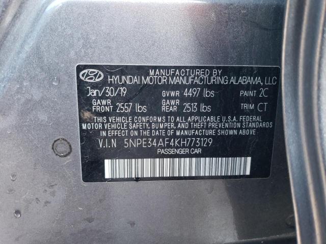 5NPE34AF4KH773129 - 2019 HYUNDAI SONATA LIMITED GRAY photo 12