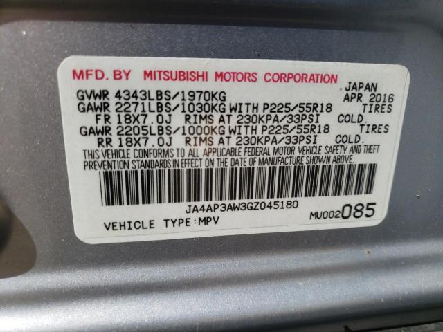 JA4AP3AW3GZ045180 - 2016 MITSUBISHI OUTLANDER ES SILVER photo 13