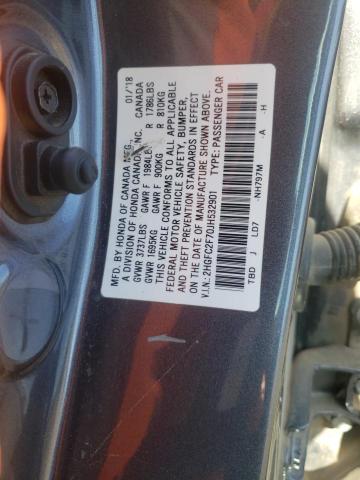 2HGFC2F70JH532901 - 2018 HONDA CIVIC EX GRAY photo 12