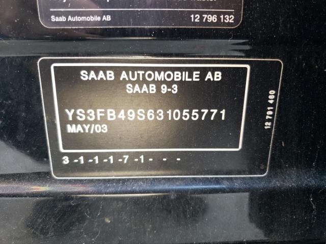 YS3FB49S631055771 - 2003 SAAB 9-3 LINEAR BLACK photo 12