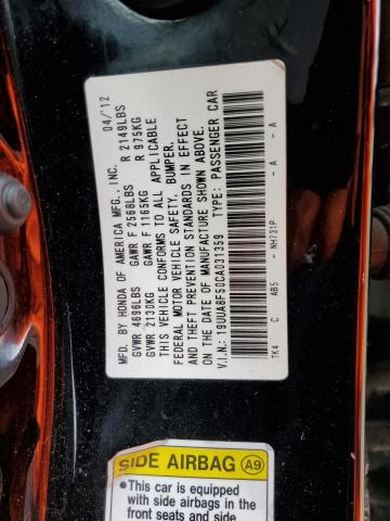 19UUA8F50CA031359 - 2012 ACURA TL BLACK photo 13