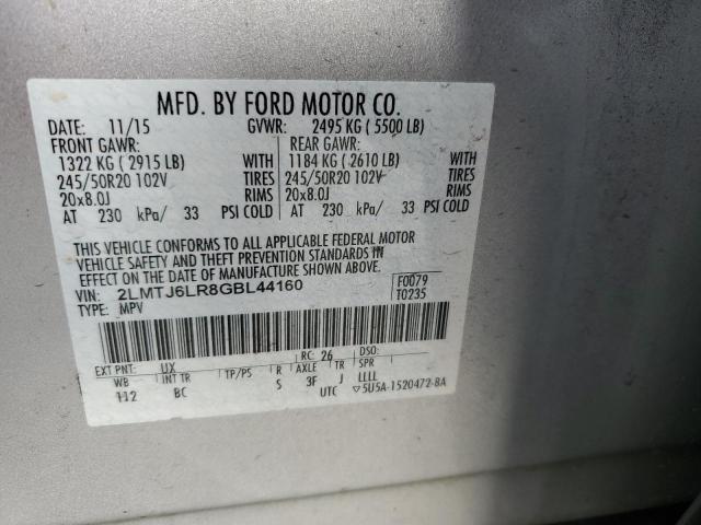 2LMTJ6LR8GBL44160 - 2016 LINCOLN MKX RESERVE SILVER photo 13