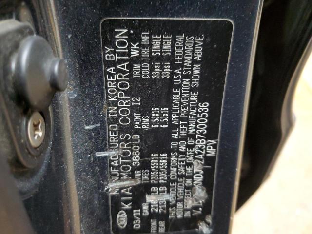 KNDJT2A23B7300536 - 2011 KIA SOUL + BLUE photo 13