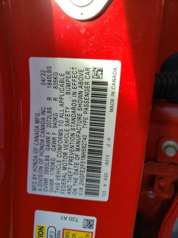 2HGFE2F51NH582740 - 2022 HONDA CIVIC SPORT 红色 照片 12