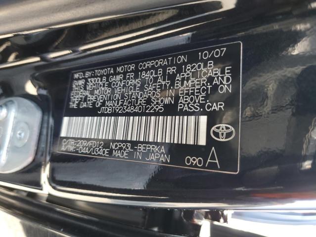 JTDBT923484012295 - 2008 TOYOTA YARIS BLACK photo 12