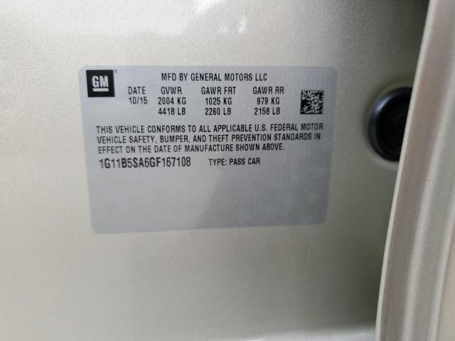 1G11B5SA6GF167108 - 2016 CHEVROLET MALIBU LIM LS GOLD photo 12