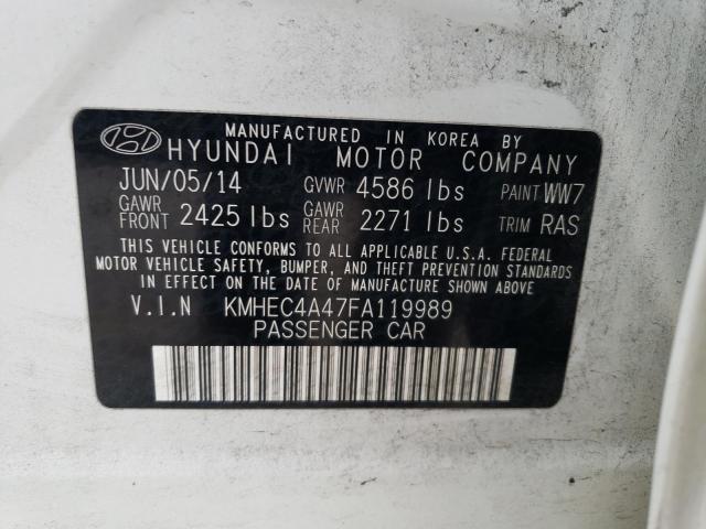 KMHEC4A47FA119989 - 2015 HYUNDAI SONATA HYBRID WHITE photo 12