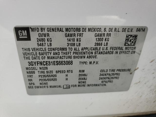 3GYFNCE31ES663068 - 2014 CADILLAC SRX PERFORMANCE COLLECTION Ақ фото 12