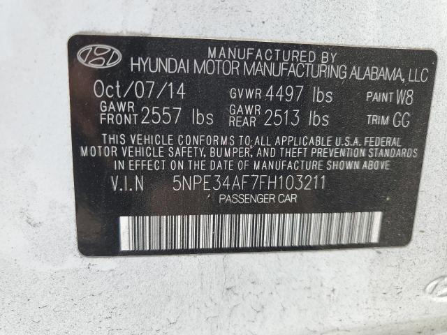 5NPE34AF7FH103211 - 2015 HYUNDAI SONATA SPORT WHITE photo 12