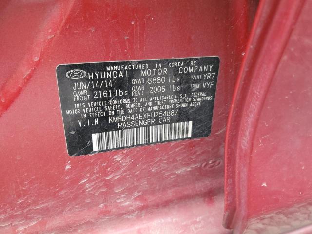 KMHDH4AEXFU254887 - 2015 HYUNDAI ELANTRA SE RED photo 12