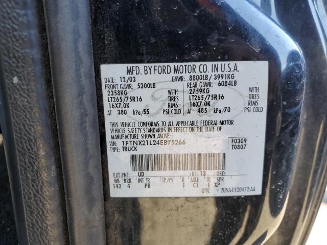 1FTNX21L24EB75266 - 2004 FORD F250 SUPER BLACK photo 12