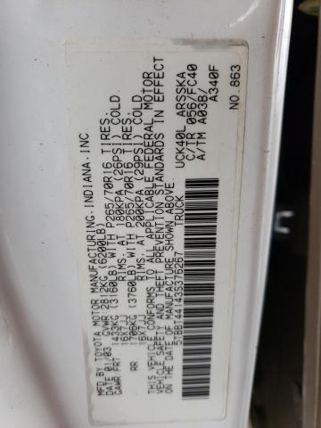 5TBBT44143S376267 - 2003 TOYOTA TUNDRA ACCESS CAB SR5 WHITE photo 12