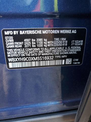 WBXYH9C0XM5S16932 - 2021 BMW X2 SDRIVE28I BLUE photo 12